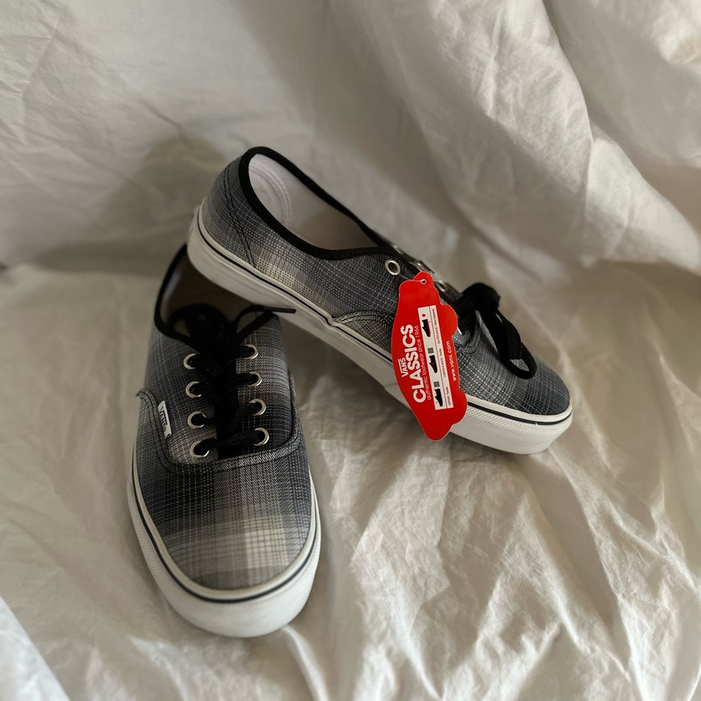 Authentic plaid lace up Vans. Size 6.5.  NWT